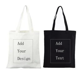 Personal Customize Tote Bag Women Shopping Bags Add Your Text Print Design Pictures Cotton Eco Grocery Shopper Bags