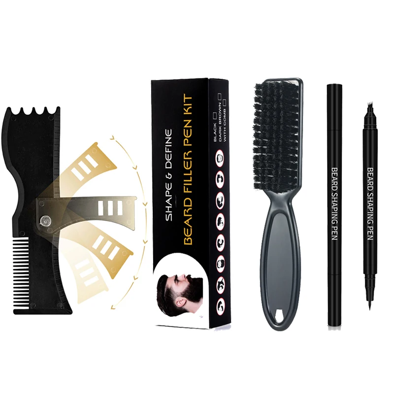 

Enhance Facial Waterproof Beard Filler Pencil Brush Swivel Multifunctional Mustache Comb Kit Male Mustache Repair Shape