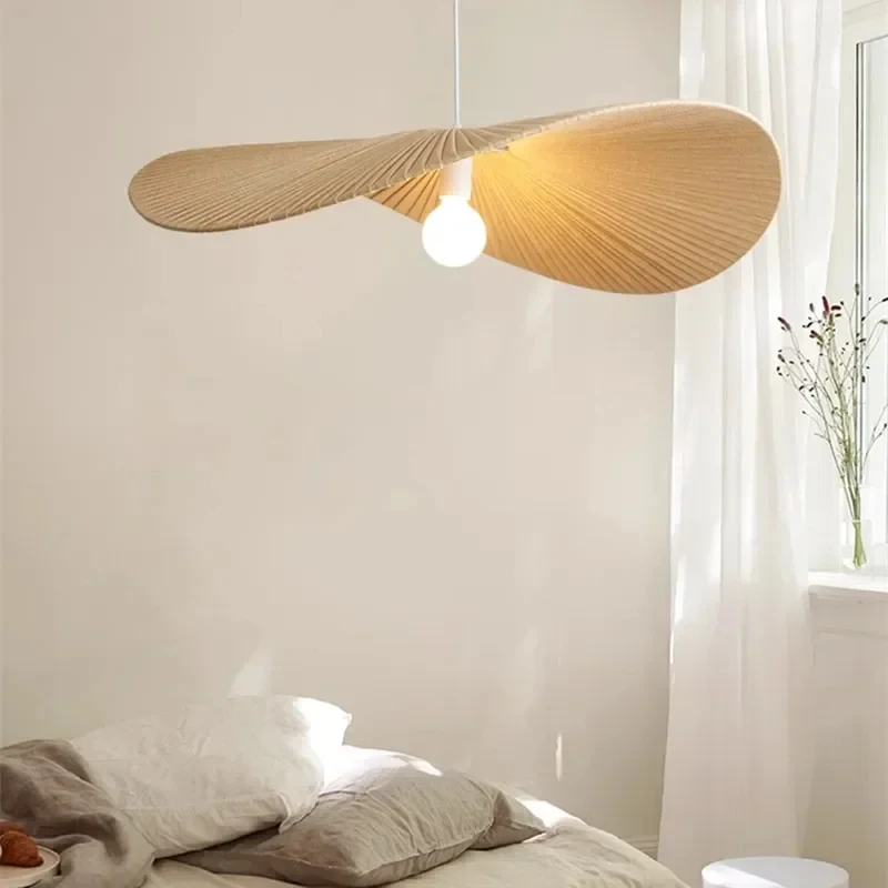 Wabi-Sabi Japanese Pendant Lamp- Handwoven Lampshade Hanging Light for Living Room