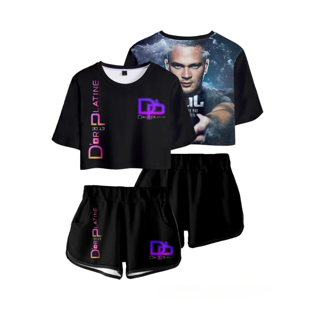 Two Piece Set JuL C'est Pas Des Lol T-shirt Crop Top and Shorts Sweat Suits 2 Piece Outfits JuL C'est Pas Des Lol Tops Women