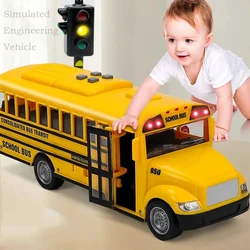 1/16 Alloy Diecast School Bus Toy Car Model Engineering Transport Vehicle Model Car Music Pull Back Vehicle For Children Gifts