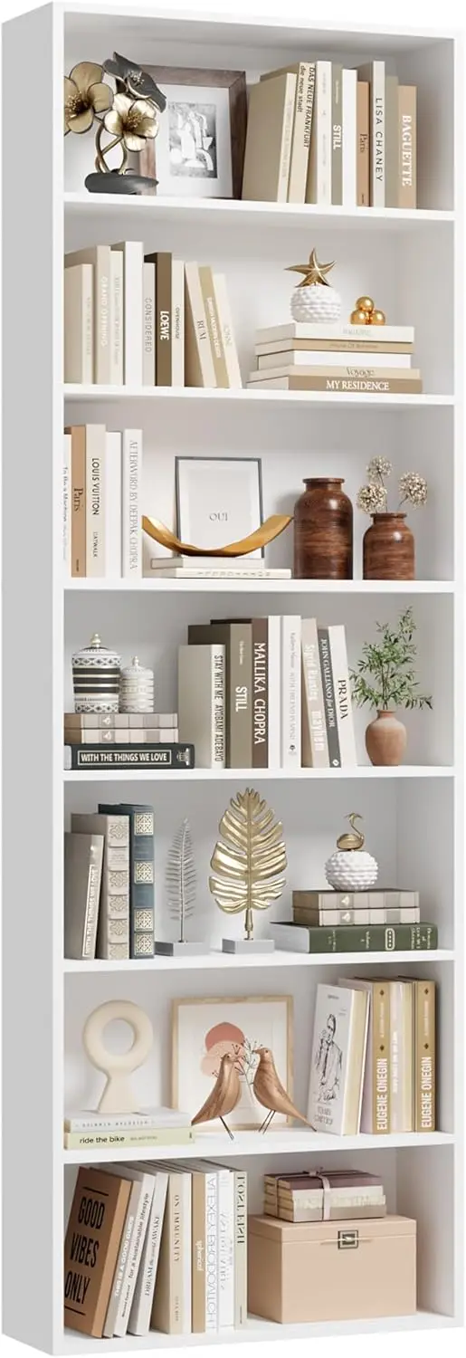 

82" Tall Bookshelf, 7-Tier Open Shelves Bookcase, Freestanding Display Storage Shelves, Tall Bookcase Home Decor Furniture