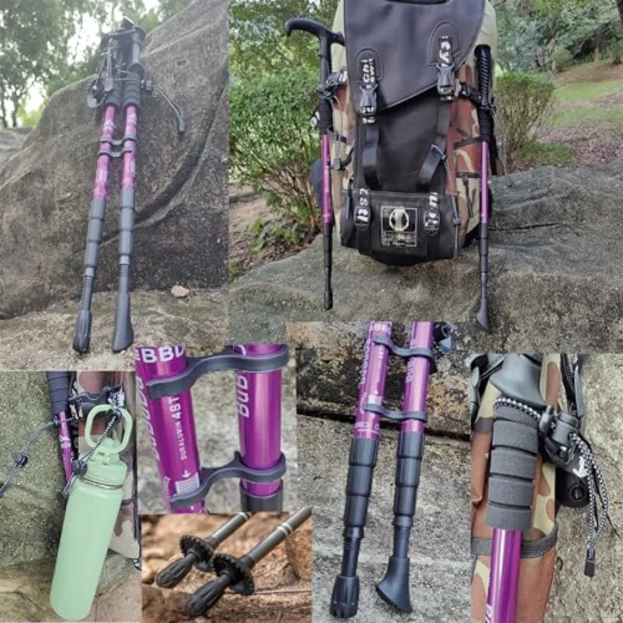 4 قطعة حقيبة الظهر عصا للمشي لمسافات طويلة حامل الأشرطة حبل مرن لأعمدة الرحلات مع 4 قطعة نصائح عمود الرحلات عصا التنزه و 2 #6