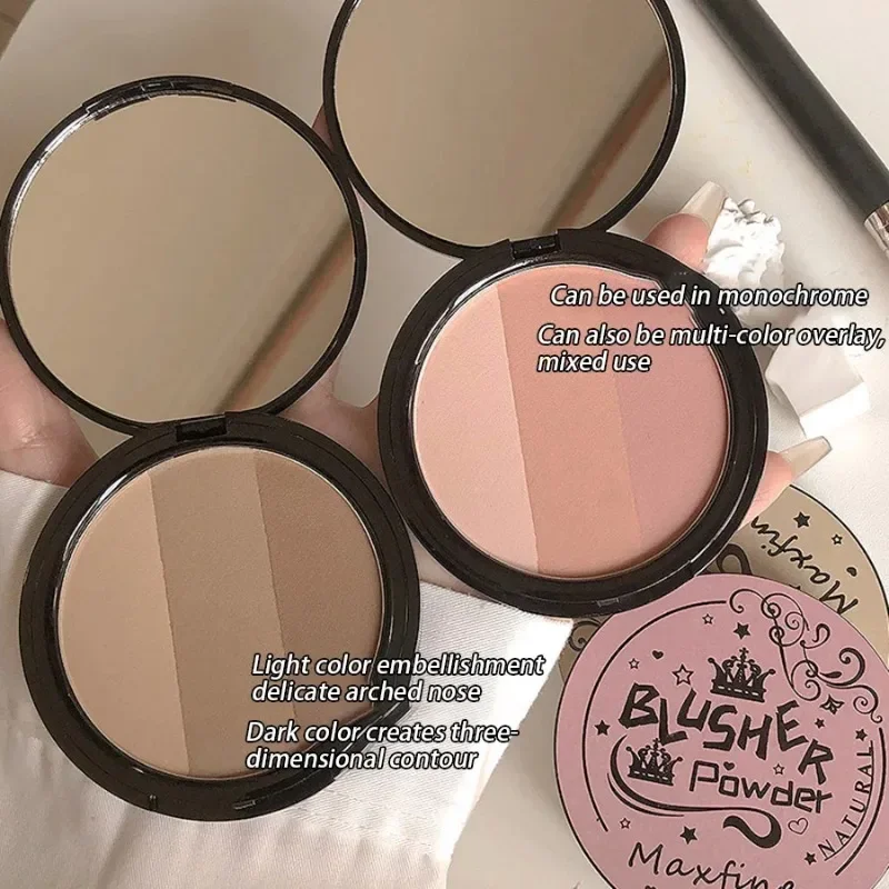 Face Blush Bronzer Contour Palette Face Shading Grooming Powder Makeup 3 Colors Lasting Matte Glitter Nose Shadow Makeup