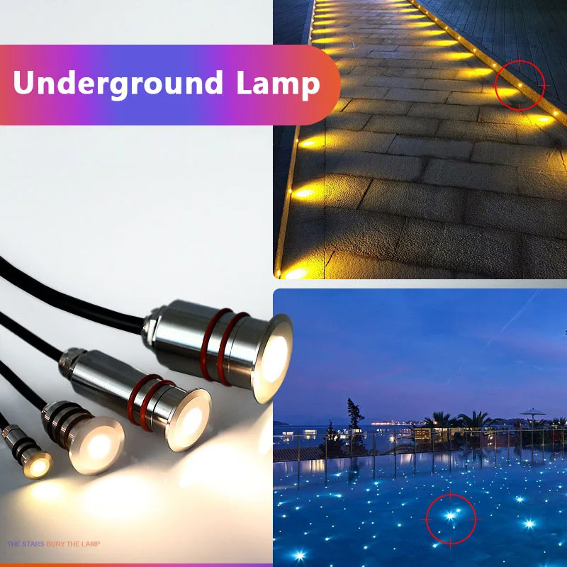 IP68 Underground Light Stainless Steel Underwater Lamp Led Outdoor Mini Low Voltage Mini Star 0.3w Embedded Stair Step Lighting