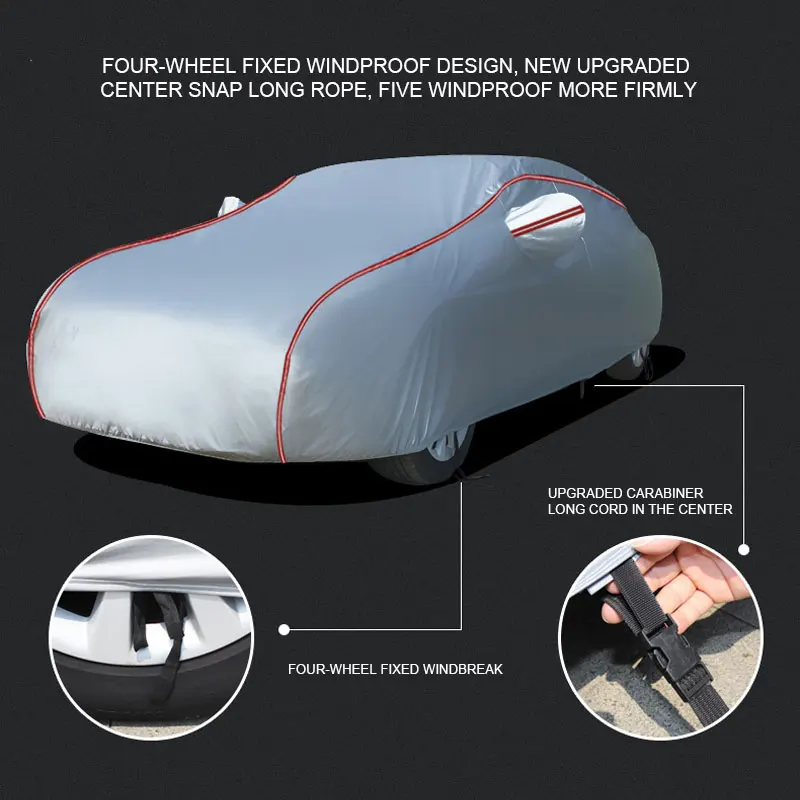 Hot Selling Car Cover Four Seasons Heat Insulation Sunshade Full Car Stop Thickened Aluminum Film Roof Cover Customized