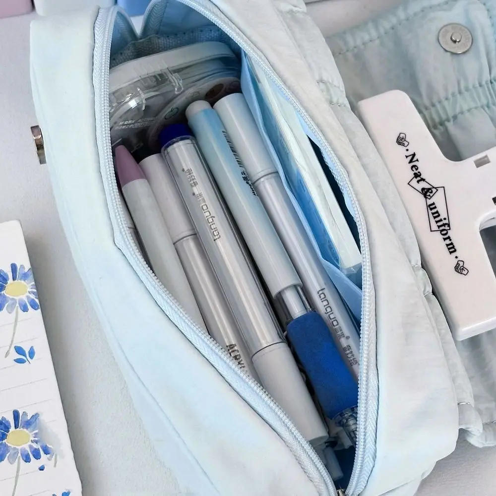 INS Bow Drawstring Pen Bag Large Capacity Ballet Style Solid Color Pencil Case Multi-functional Organizer Stationery Storage Bag