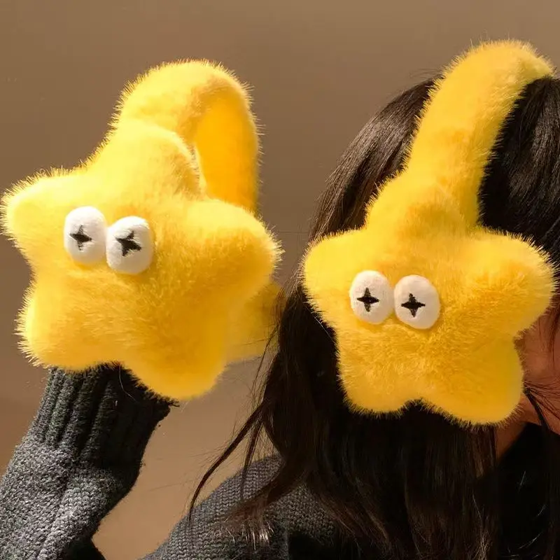 

Innovative Yellow Starfish Earmuffs Internet Popular Dopamine Style Cool Funny Windproof Ear Cover Winter Warm Accessories