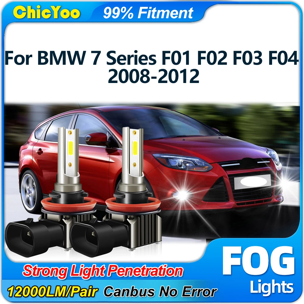 2Pcs H8 H9 H11 Super Bright Car Fog Lights 12V 6000K White Fog Lamps For BMW 7 Series F01 F02 F03 F04 2008 2009 2010 2011 2012