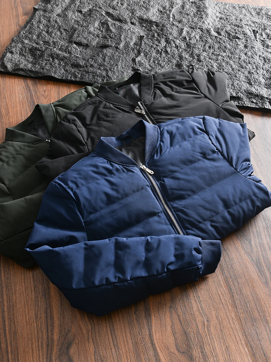 

Thickened Cotton Jacket Men's Baseball Collar Casual Warmth Pure Color Zipper Closure Fashion Urban Style Standard Fit Youth