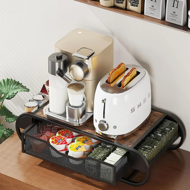 Support de tiroir de dosette de café, tiroir de dosette de café pour tasse K, tiroir de rangement avec paniers latéraux organisateur pour Station de café, pour