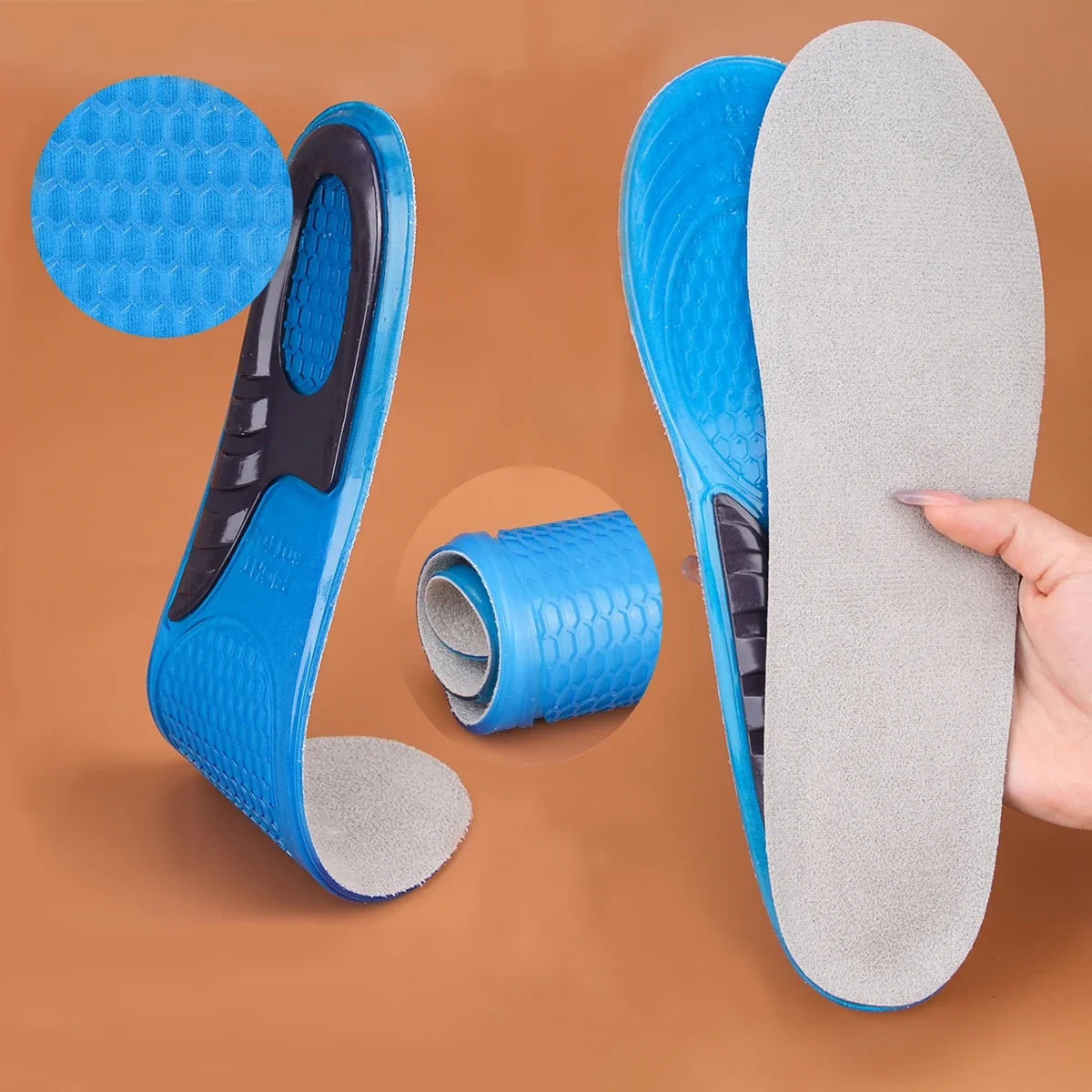 

1 пара силиконовых многоразовых сотовых нескользящих удобных спортивных стельок на воздушной подушке, амортизирующие подушечки для обуви, вставки для обуви для мужчин и женщин