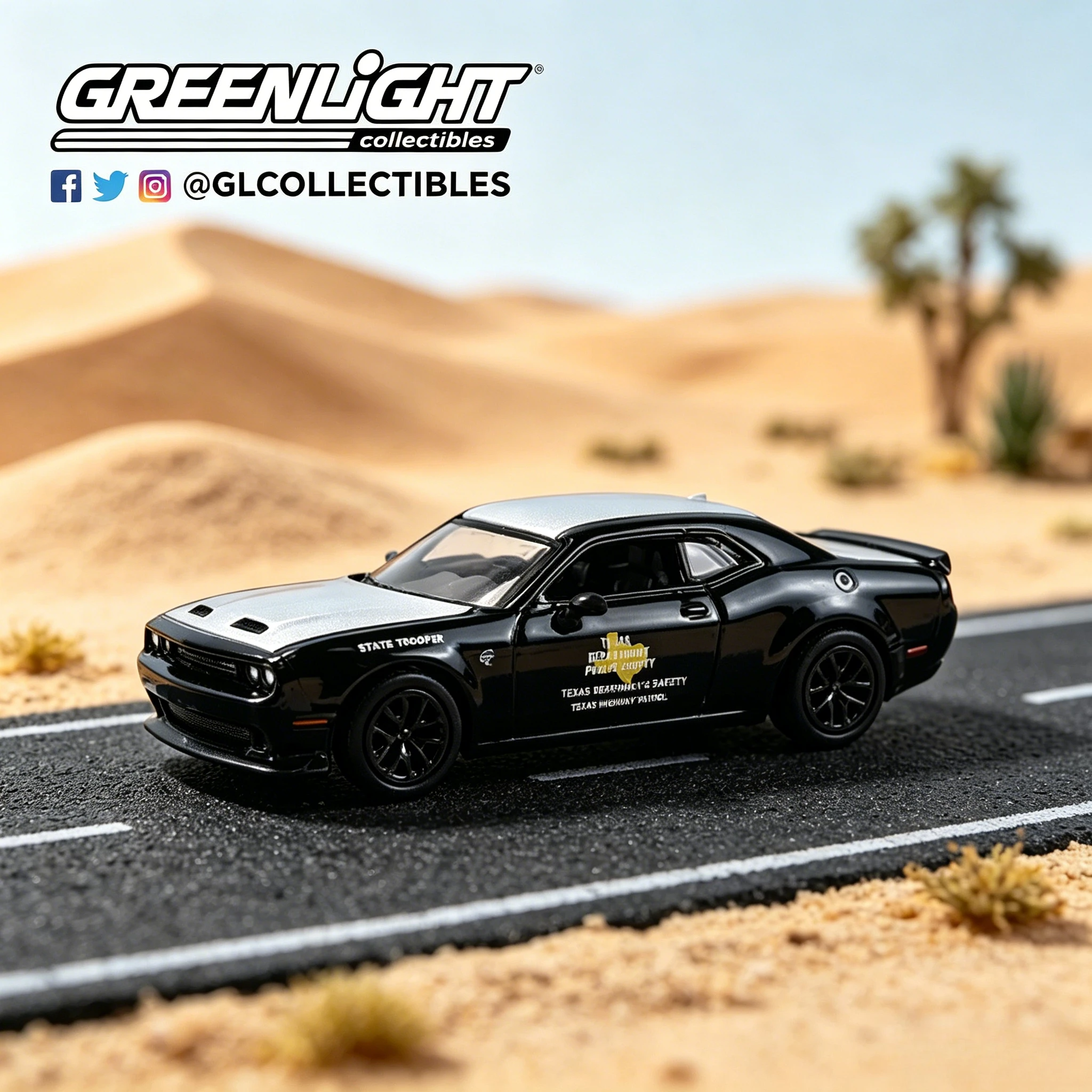 

GreenLight 1:64 Heat Tracking 47-2020 Dodge Challenger SRT Hellcat - Texas Diecast Alloy Car Model Collectible Gift