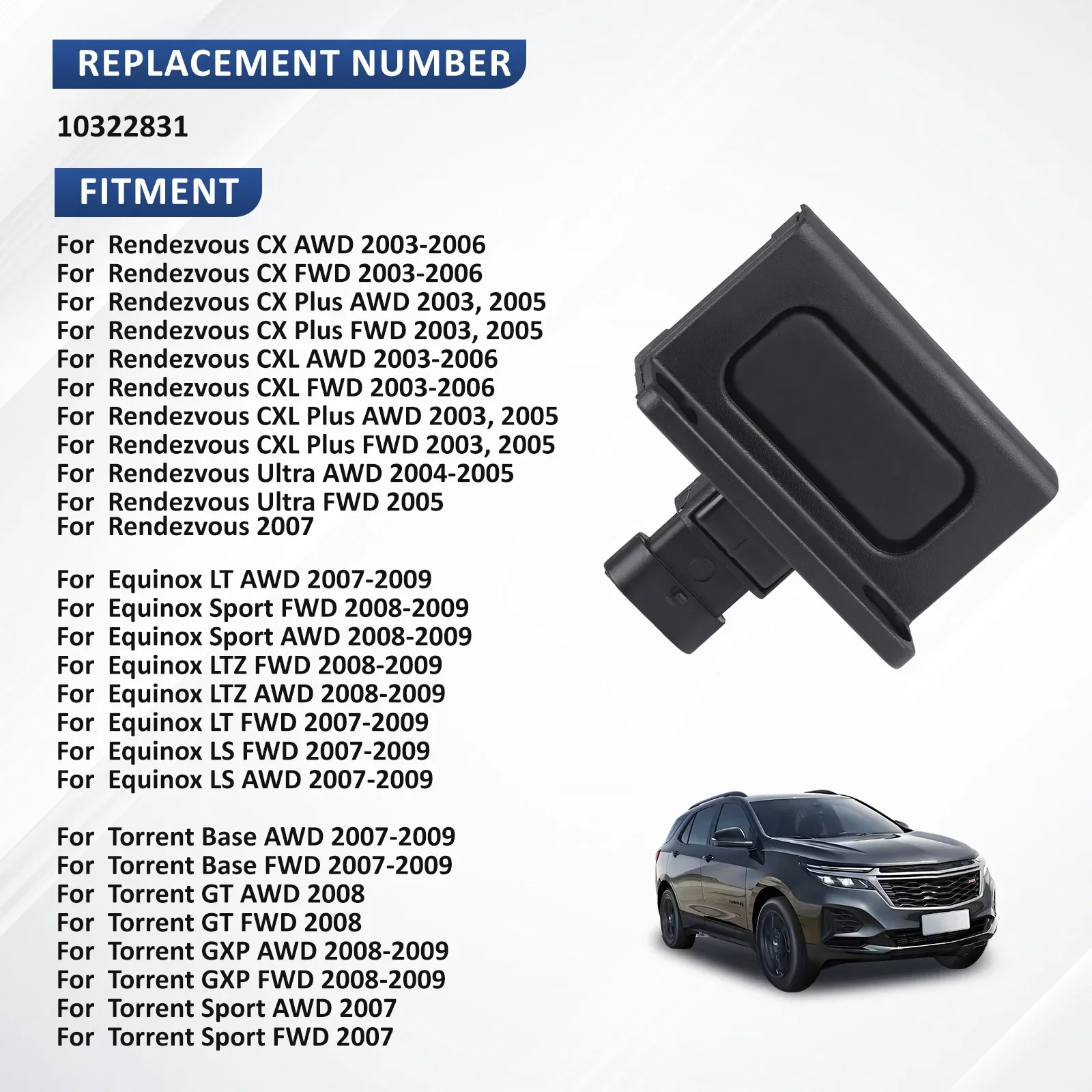 10322831 リフトゲート テールゲート リリース ボタン スイッチ - 2007-2009 シボレー エクイノックス & ビュイック レンデューノス 2003-2007 ポンティアック 730-76461