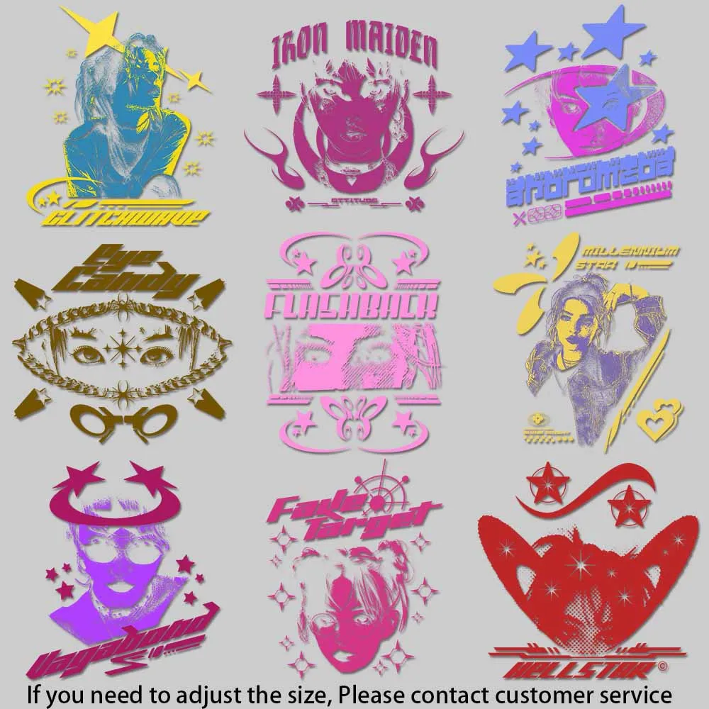 Pop art element Star decor element Retro fashion graphic stickers for ironing clothes High quality adhesive backing DIY Craft