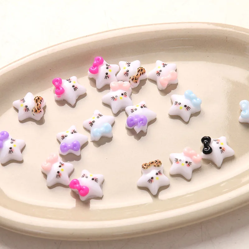 20szt Cute Star Series Bow Resin Nail Charms Beauty Resin Flatback Cabochon Nail Art Decoration DIY Żywiczne akcesoria do paznokci