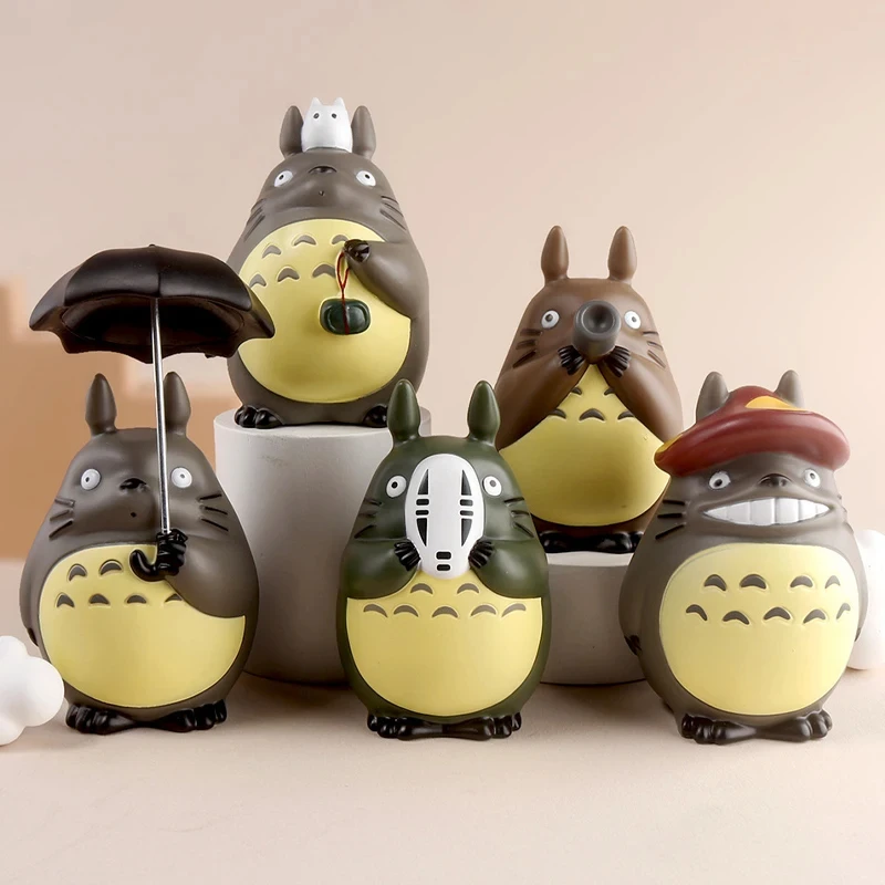 Anime Figure Totoro Car Ornament Cute Model Toys Collect Desktop Decoration Accessory Man Woman Birthday Gifts 5Pcs Set