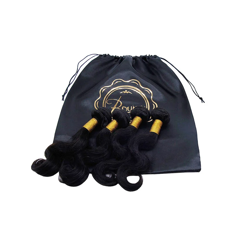 Tas Penyimpanan Satin Logo Kustom untuk Rumah dan Salon 20X30CM Tas Wig Satin Tas Wig Sutra Lembut untuk Alat Kemasan Wig Rambut 50 Buah