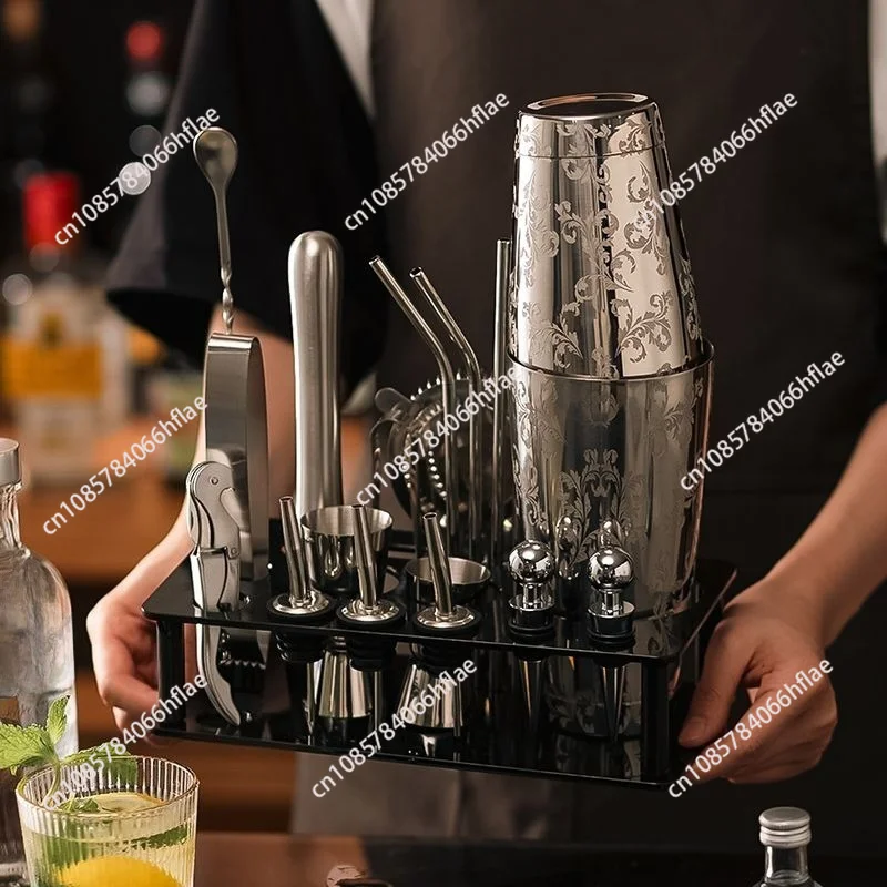 Bartender Set Engraved Rocking Cocktail Bar Appliance Stainless Steel Snow Cup Pot