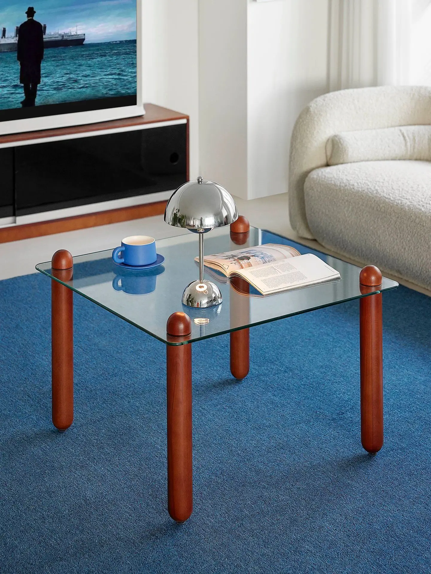 Middle Aged Glass Coffee Table Furniture Living Room Central Table Sofa Side Table Luxury Low Table Tea Table Table pliante