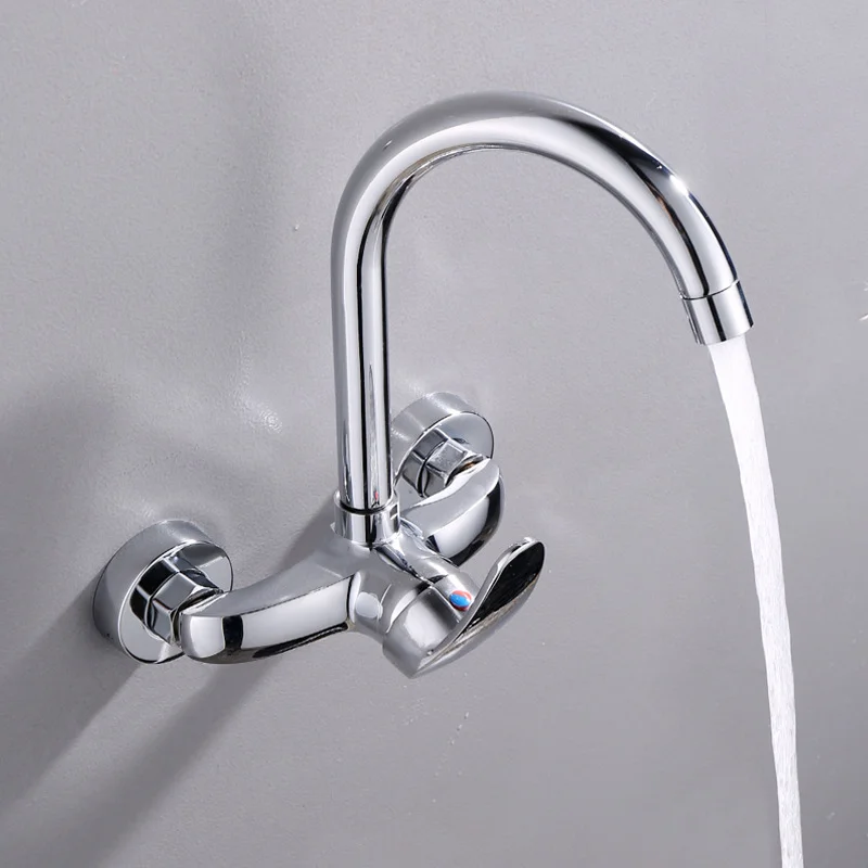 Into The Wall Kitchen Faucet Hot and Cold Wash Basin Sink Laundry Basin Balcony Wash Basin All Copper Mixed Water Valve Faucet