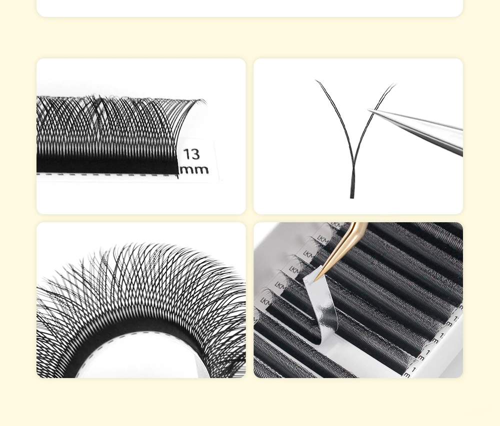 LUKATME YY Wimpernverlängerungen, vorgefertigte Wispy-Fächer, natürliche YY schwarze Wimpernbüschel, C/D/M Curl, Easy Fan Wimpern 7-15mm für den Salon – Detail 3
