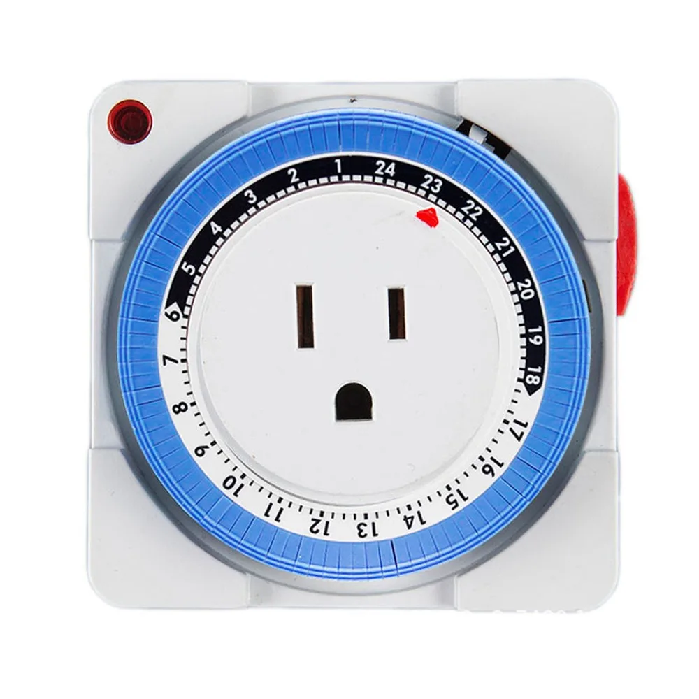 

2/3-Pin Plug Timer Switch Socket 15 Minutes Intervals Auto Power Off 24 Hours Timer Socket EU/US Plug Energy Saving
