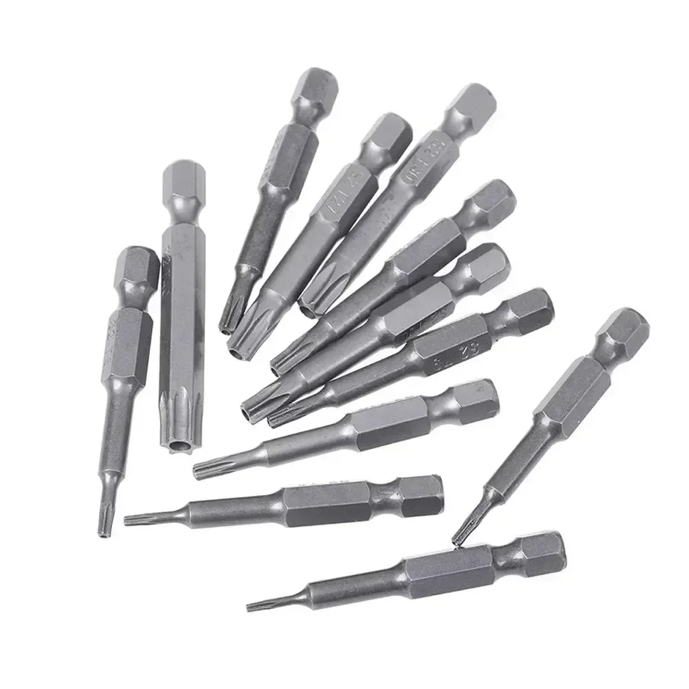 1pc 50mm torx-parafuso-pontas com holet5 t7 t8 t15 t20 t25 t27 t30 t40 1/4 Polegada hex-shank chave de fenda elétrica bits