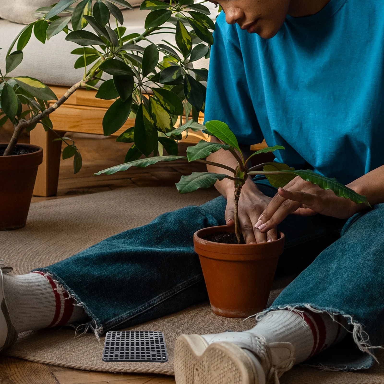 30 قطعة منصات أسفل اناء للزهور شبكة بلاستيكية حصير الصرف لنمو النباتات الصحية اناء للزهور ثقب منصات شبكية ملحقات الزهرية #2