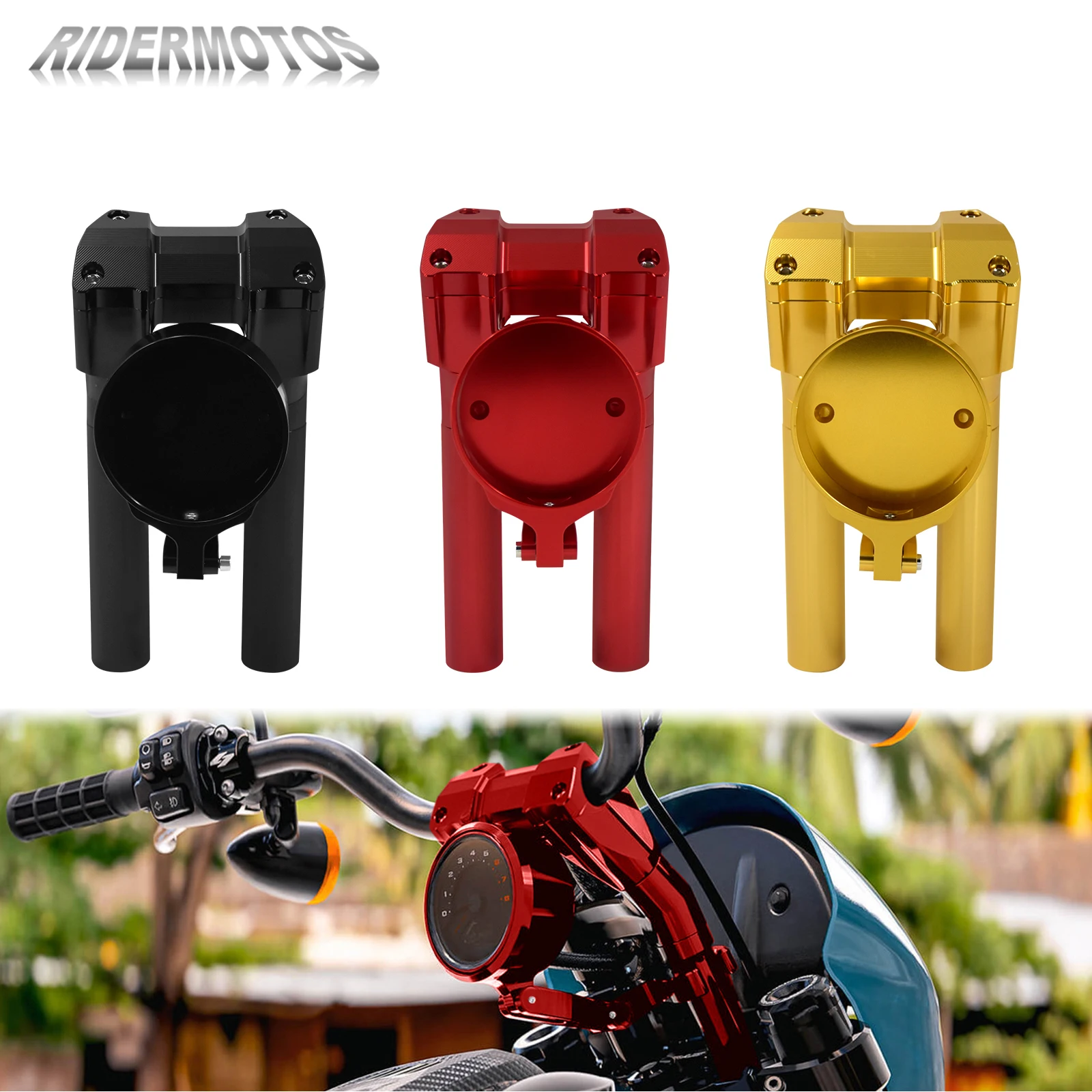 10'' Handlebar Risers Adjustable Motorcycle Instrument Riser Bracket Kickback Support Clamp For Harley Softail Lowrider S 22-Up