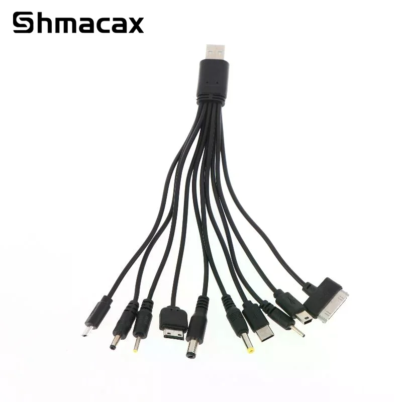 

1Pcs 20cm Usb Power Charging Cable Wire Cord For Phone Universal 10 In 1 Micro USB DC Mobile Phone Charger Adapter Plug