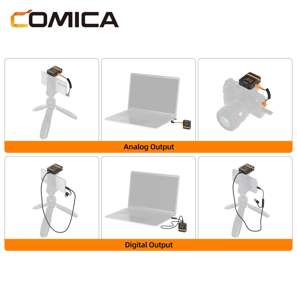 Imagem -05 - Comica-vimo q Mini Microfone sem Fio de Quatro Canais Microfone Portátil Mini Portátil 2.48khz Gravação de 24bit