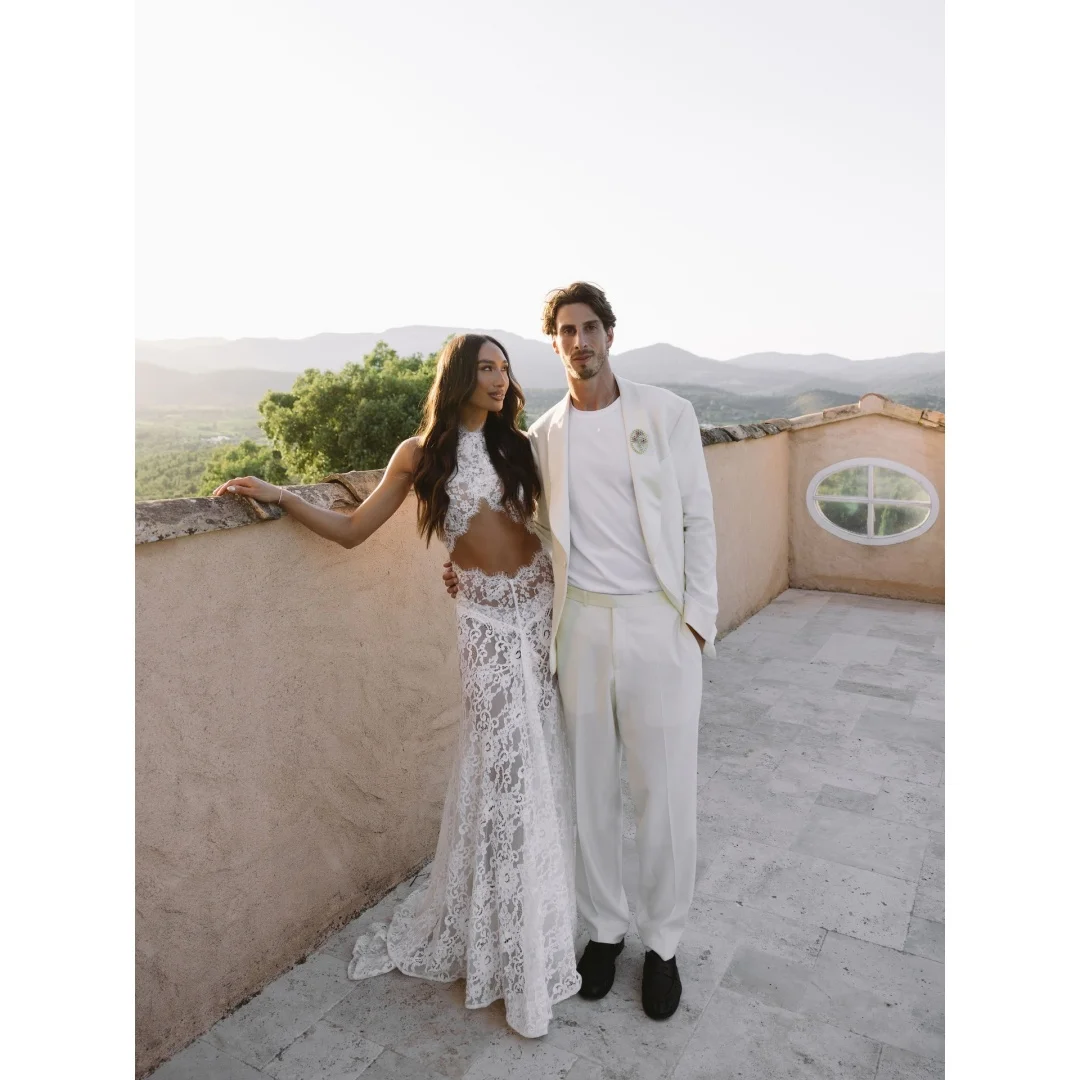 Rebecca Customized High Neck Sweep Train Prom Dress All‑Over Floral Lace vestidos de noche Crop‑Top Cut‑out Evening Dresses 2026