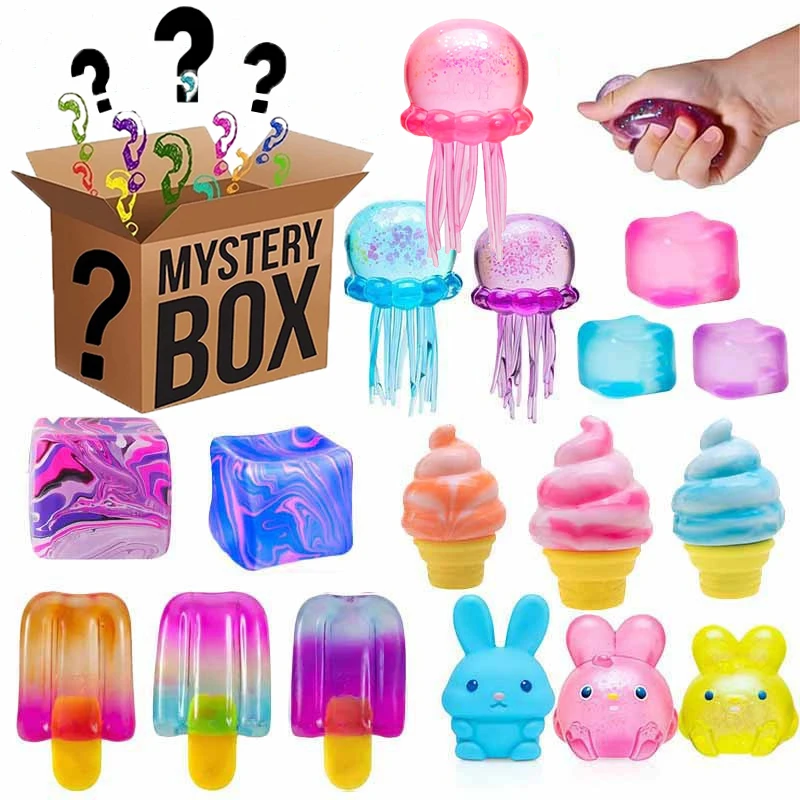 Figet Toys Mystery Blind box Soft Gel Ice Cream Jellyfish,Squishy Squeeze Toy,Mochi Sensory,Decompression,Антистресс,squishy toy
