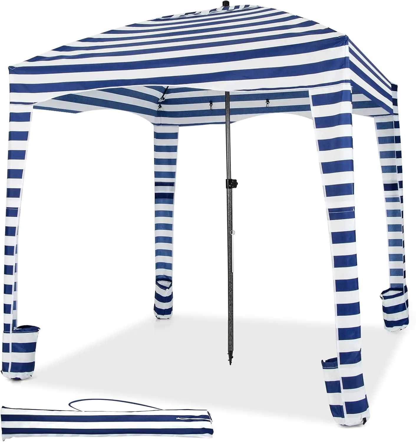 Parasol con panel lateral extraíble y 8 sacos de arena, tienda de playa portátil con bolsa de transporte, para playa, camping, picnic, 183x183cm