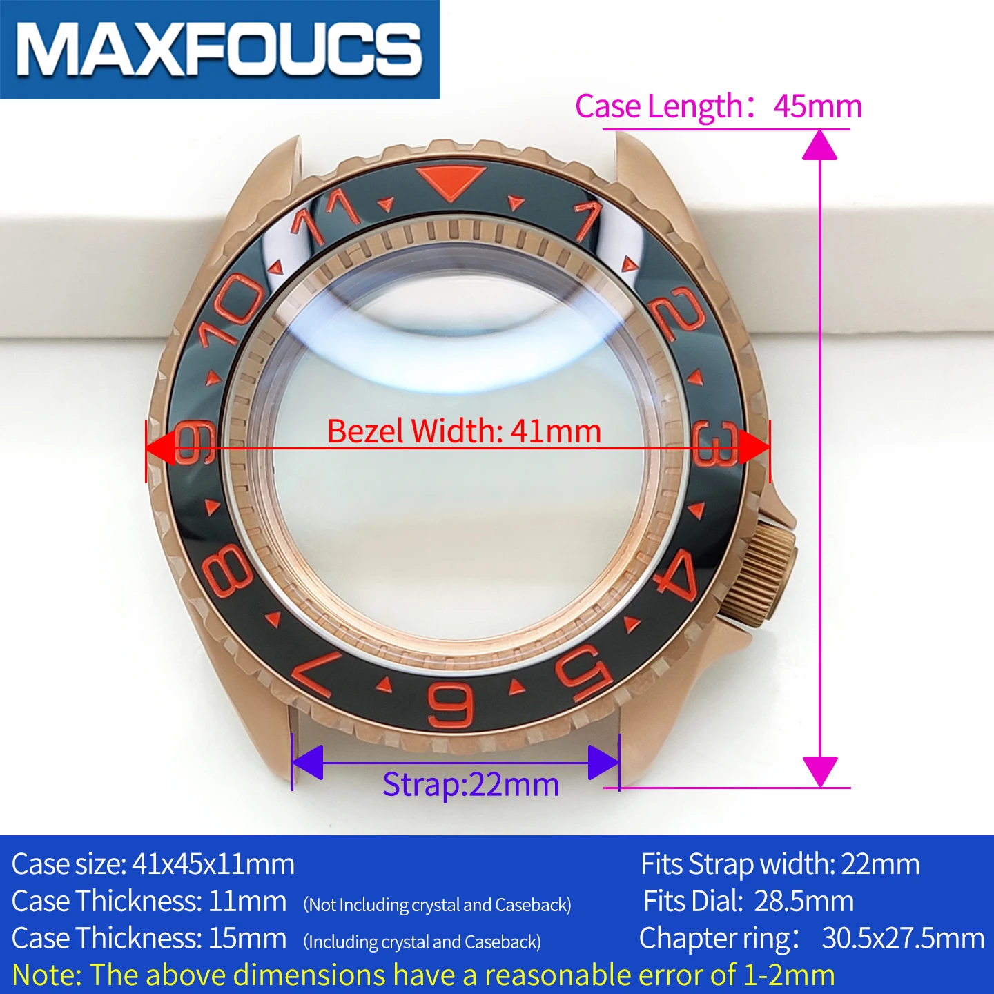 Mattes 3.8 SKX Roségold Uhrengehäuse Krone bei 4 Uhr Edelstahl-Finish MOD NH36 Saphirglas Lünette Kundenspezifische Teile – Detail 4