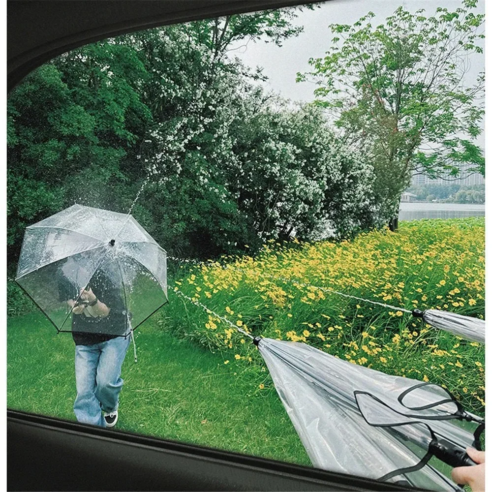 Summer Transparent Umbrella Creative Pulling Water Spray Gun Umbrella Outdoor Durable Water Gun Umbrella Toy Man Woman Party Toy