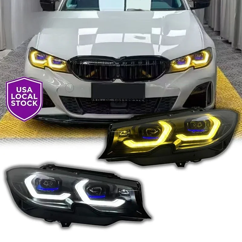 SJC Car Accessories Headlight for 3 Series G20 G28 2018-2022 LED Head Lamp Dual-color DRL Front Light Yellow and White