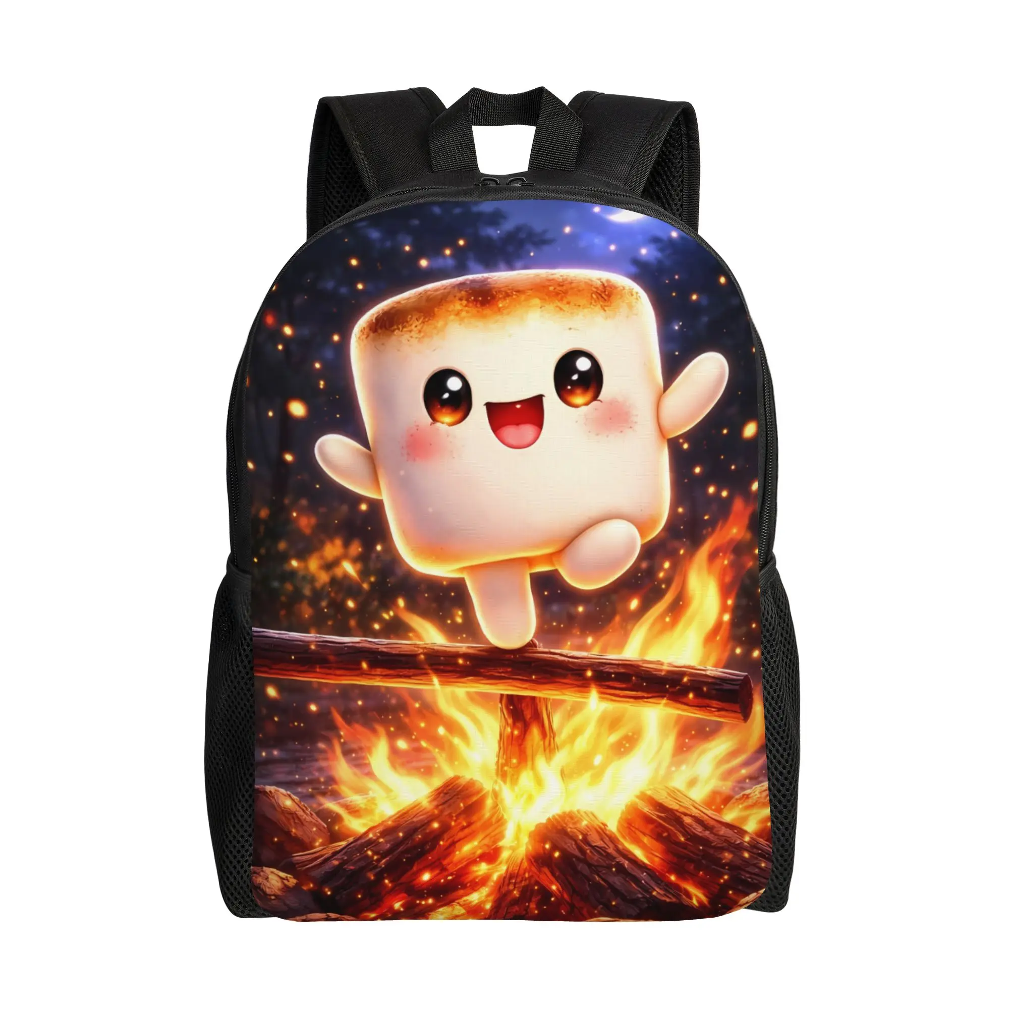 Fun Marshmallow Cartoon  Backpack  Women Polyester Cycling Backpacks Large Funny High School Bags Rucksack