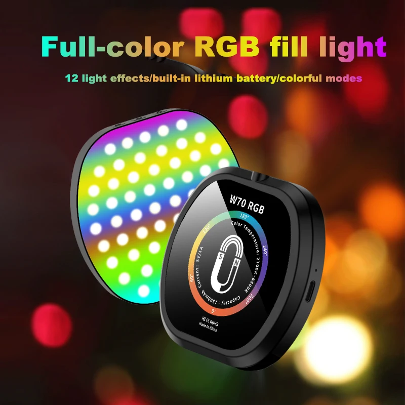 Mini Magnetic Selfie RGB Light Rechargeable 360° Rotation Adjustable Brightness Clip on Phone Computers Photography Fill Lights