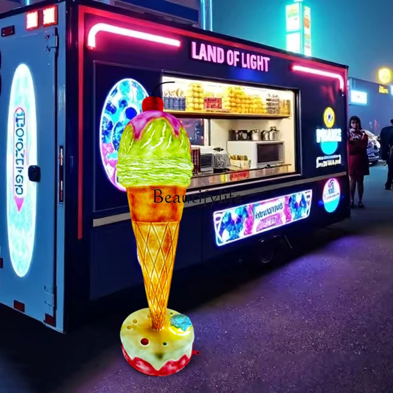 

Evening luminous ice cream model three-dimensional simulation ice cream ornament light box sculpture wall-mounted ice cream