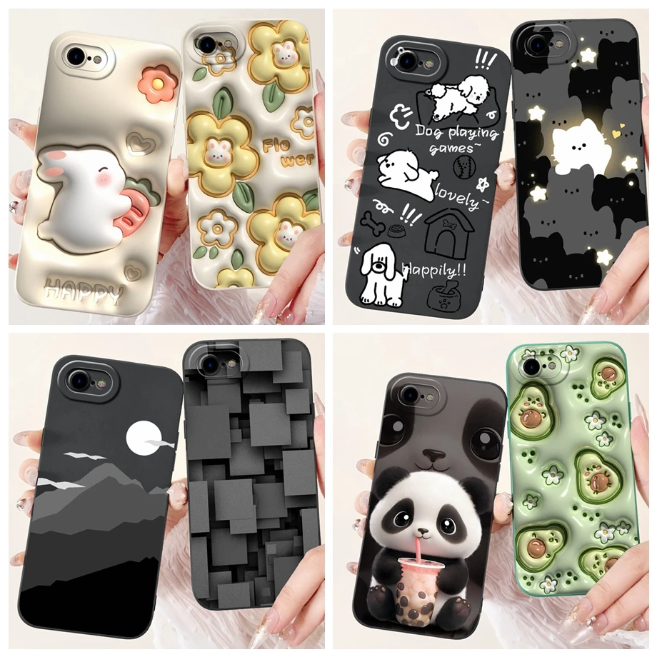 For iPhone 7 Plus 8 Plus Case Soft Silicone Capa Goothic Style Cartoon Panda Flower Back Cover For iPhone 6 Plus 6S Plus Bumper