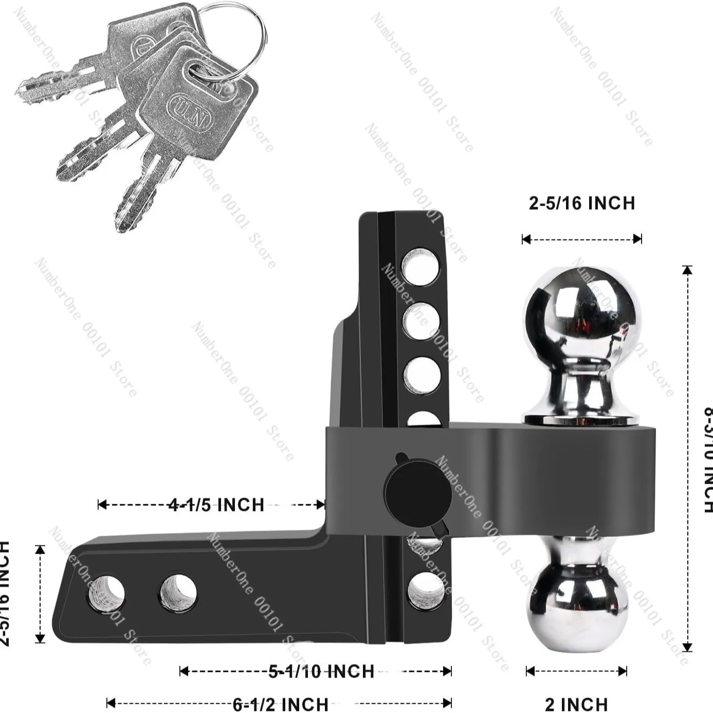 Strong tensile force, adjustable aluminum alloy trailer arm 6 inches with latch lock, double-ended trailer trailer arm