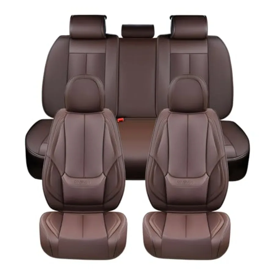 

Универсальные чехлы на передние автомобильные сиденья, водонепроницаемая кожаная защита для большинства автомобилей, коричневый цвет, прочный и легко чистится, идеальный