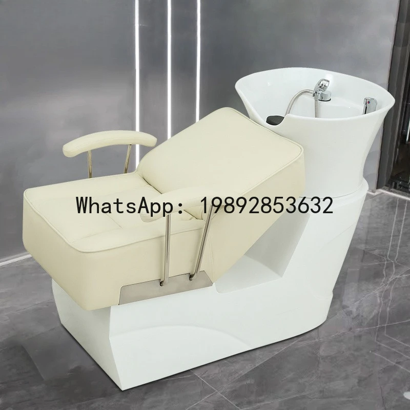 CZ Semi-Reclining Hair Salon Shampoo Bed Hair Salon Internet Celebrity Hair Salon Water Bed Multi-Functional Ceramic Basin