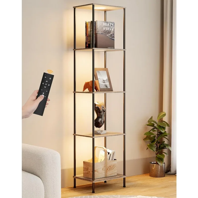 

Display Shelf with RGBW Light, Color Changing Curio Cabinet Floor Lamp with Shelves Corner Standing Column Lamp Etagere