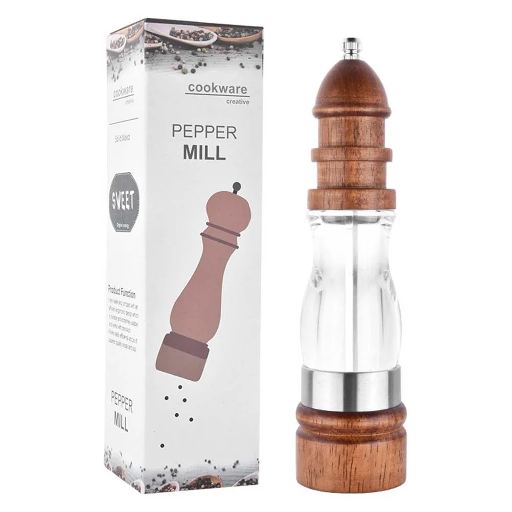

1pc Manual Pepper Mill High Hardness Ceramic Grinding Core Transparent Grinder Easy Capacity View Salt Shaker For