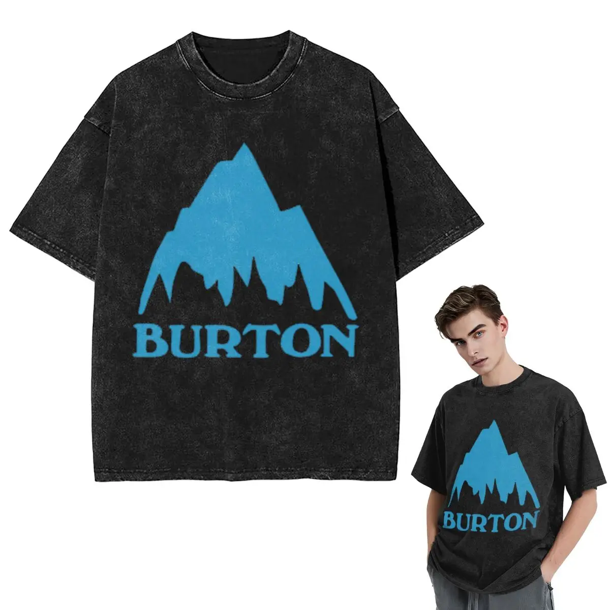 Streetwear T-Shirts Burton Snowboard Sportive Washed T Shirt Short Sleeve Hip Hop T-Shirt Tops Tees for Men Women