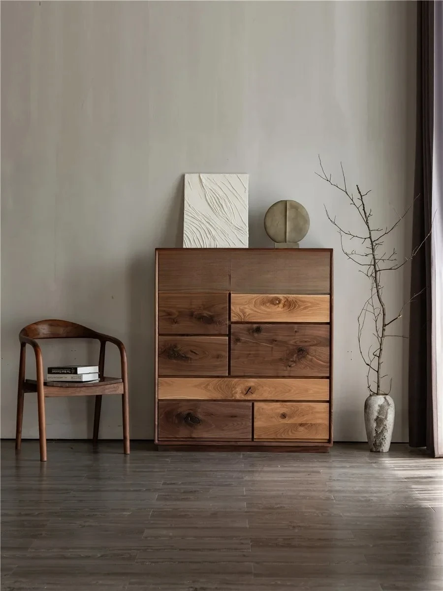 

S Шкаф в скандинавском стиле с несколькими ящиками для прихожей, Северная Америка, черный орех, простой настенный шкафчик из массива дерева