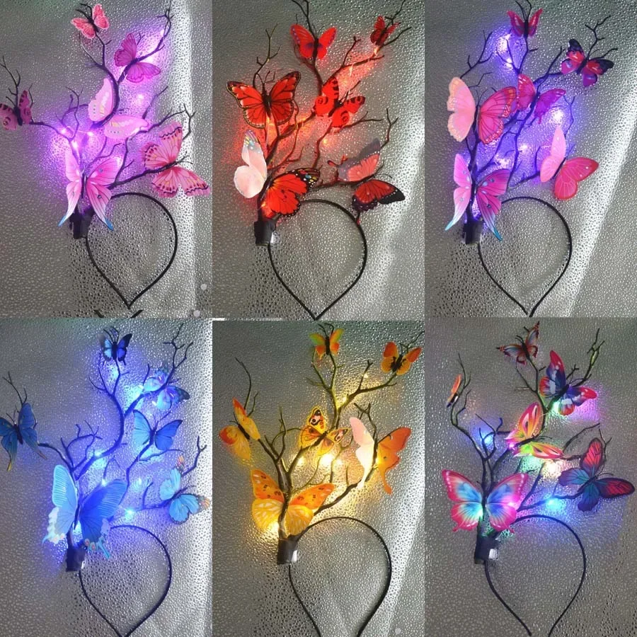 10pcs Light Up Blink Headband Glasses Scrunchies Brooch Glow Party Flower Crown Birthday Gift Wedding Festival Halloween